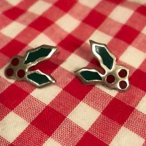 Christmas 🎄 Sterling Silver holly berry earrings